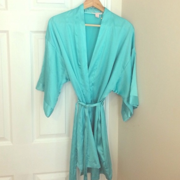 teal satin robe